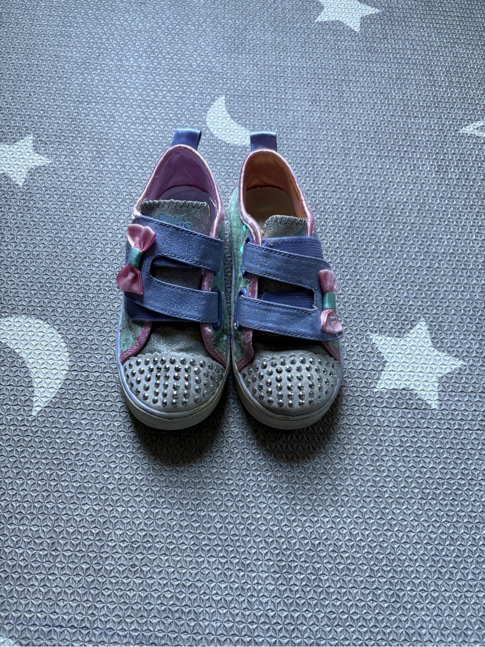 Skechers Girls' Purple and Pink Bow Velcro Sneakers